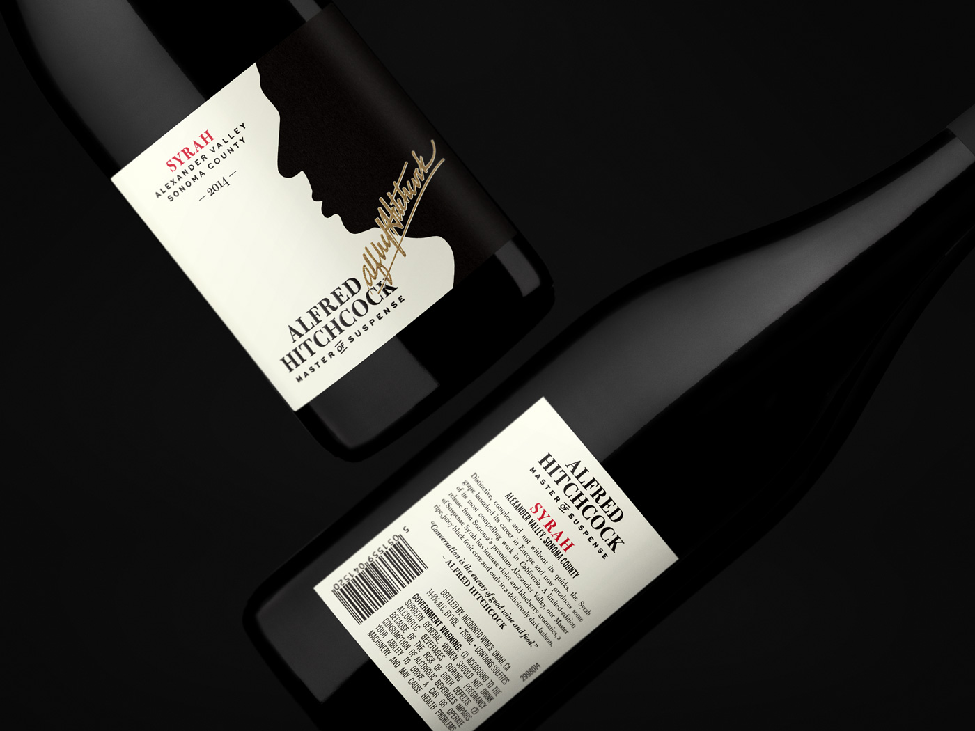 Alfred Hitchcock Master of Suspense Syrah 2014 – Front+Back