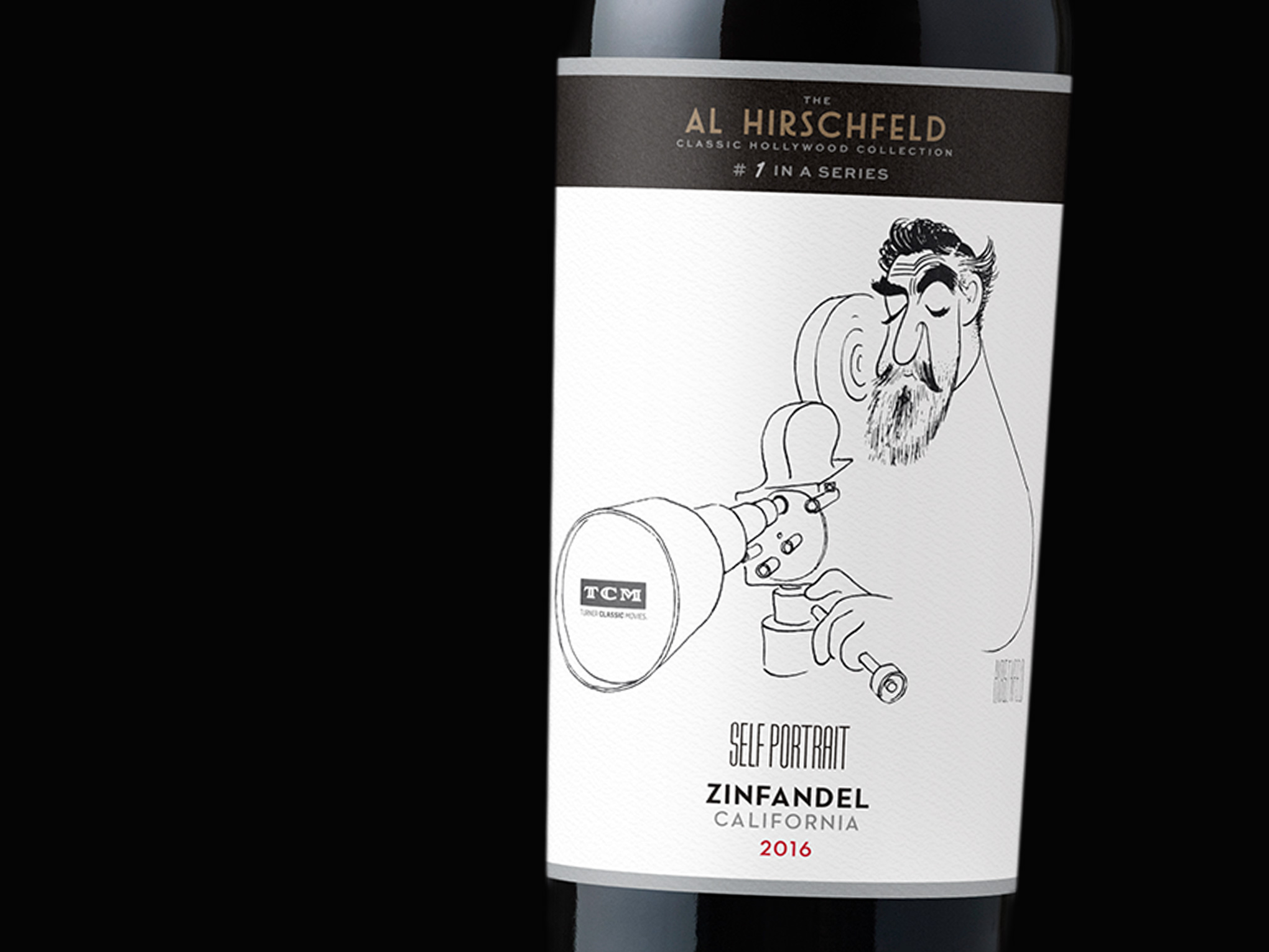 Al Hirschfeld Self Portrait Wine Label - Closeup