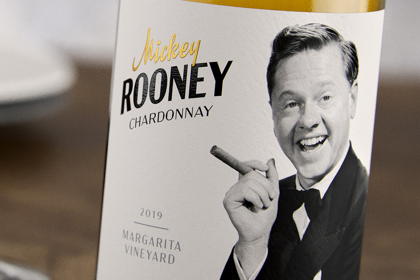 Mickey Rooney Chardonnay Wine Label Front Cover