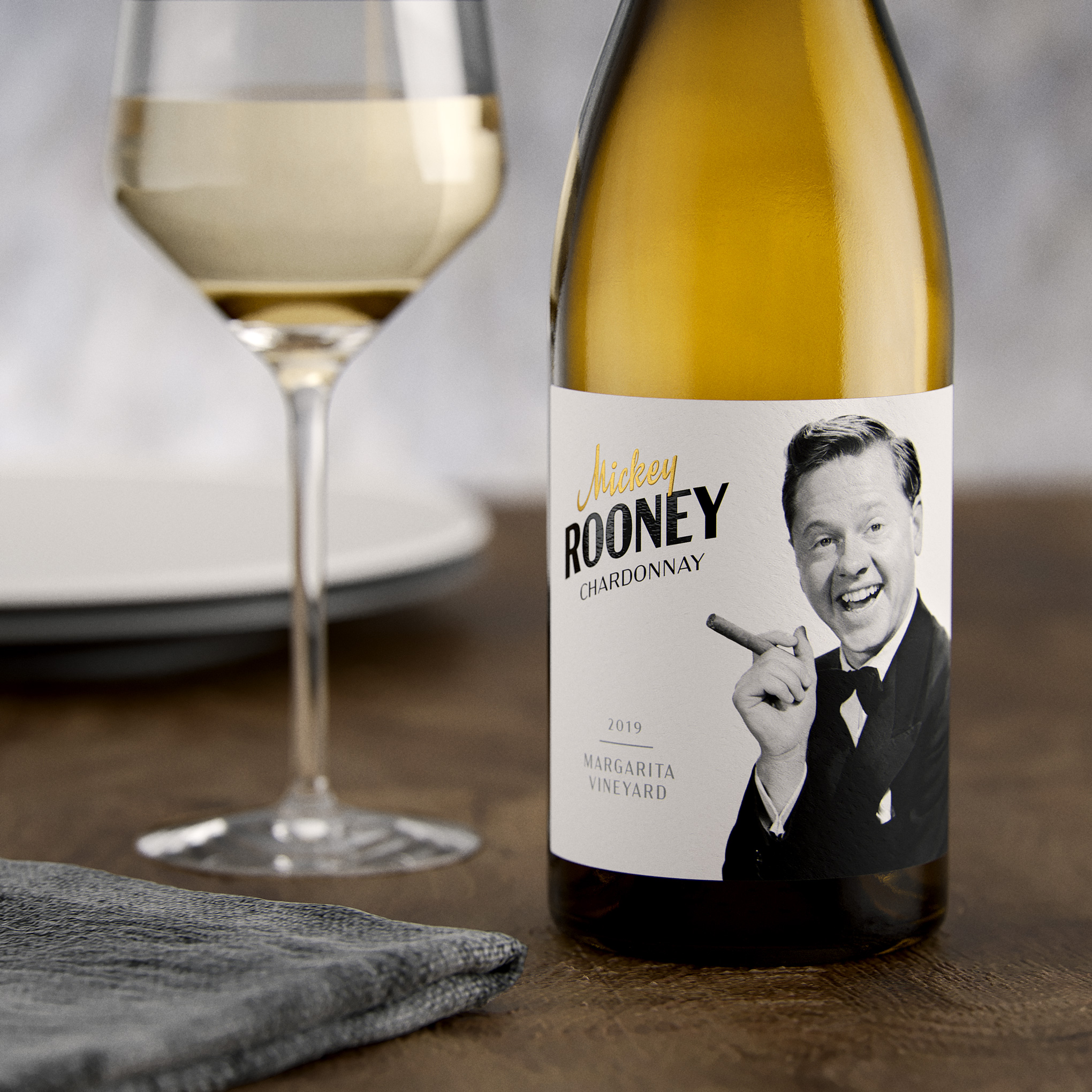 Mickey Rooney Chardonnay Wine Label