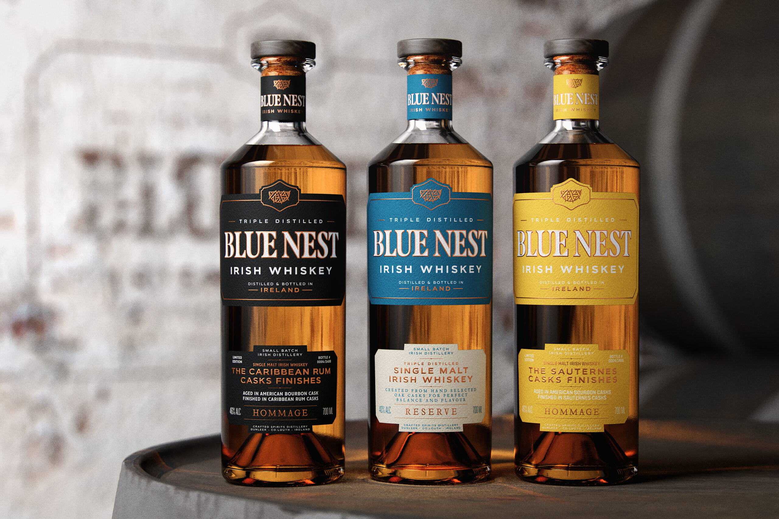 Blue Nest Whiskey Lineup Barrel Scene